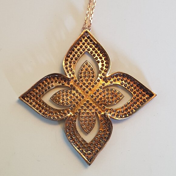 Sparkling 925 Sterling Silver with CZ Four-Leaf Clover Lucky Pendant Necklace - Picture 7 of 13